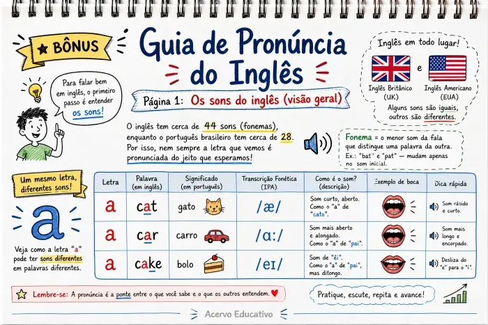 Páginas do bônus Guia de Pronúncia