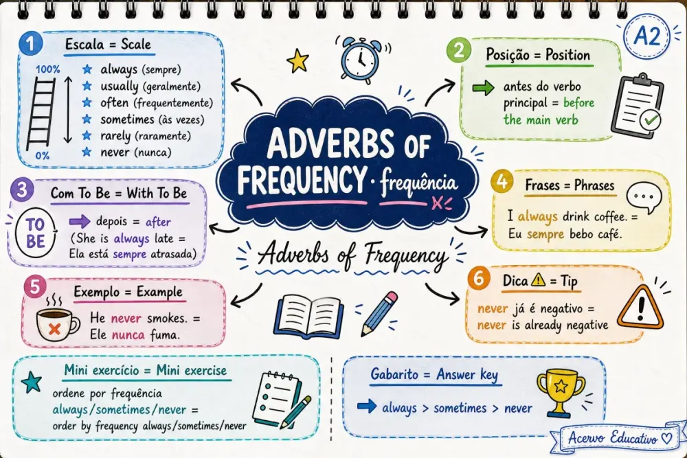 Mapa mental - Advérbios de frequência (A2)
